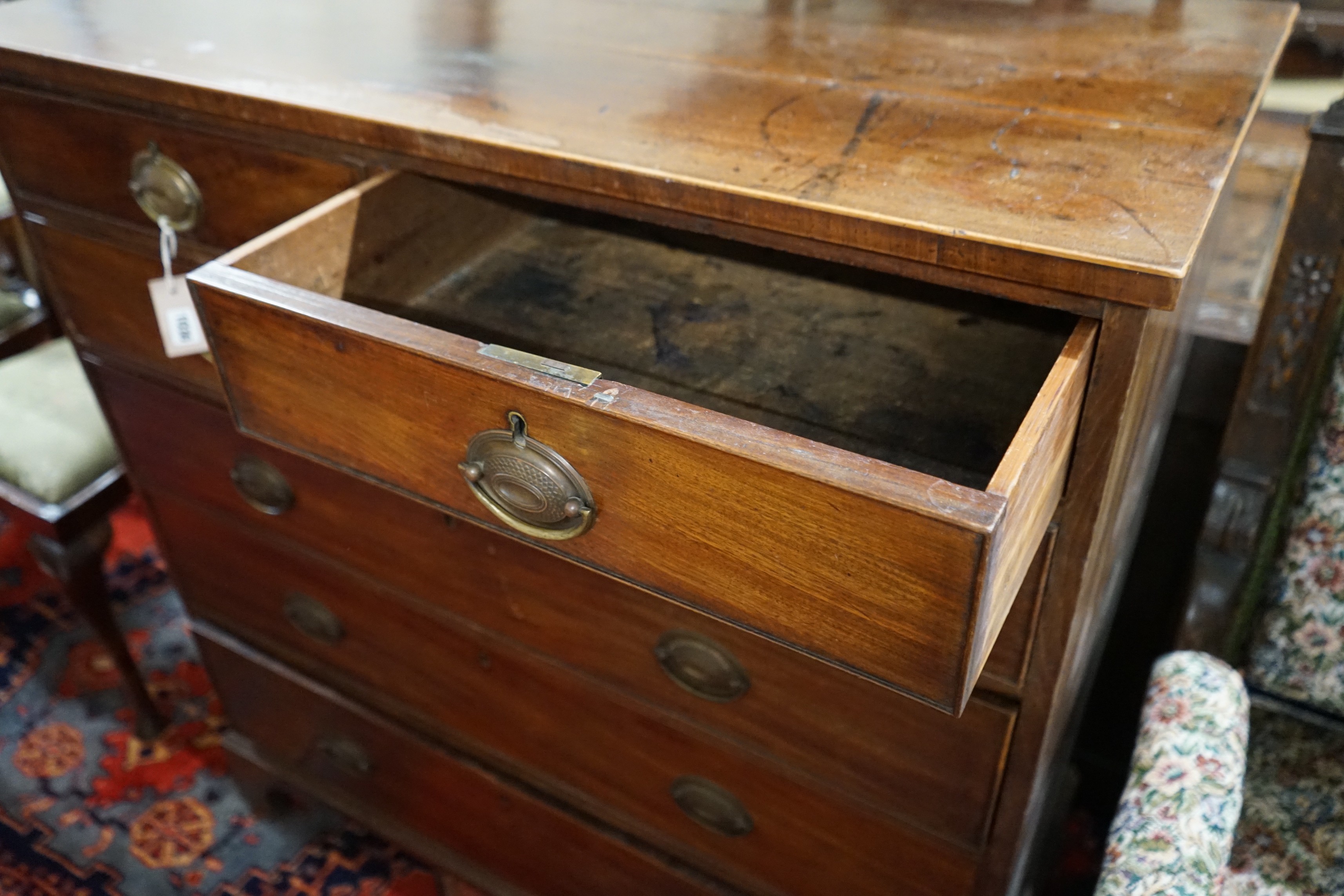 A George III mahogany chest, width 107cm, depth 51cm, height 113cm
